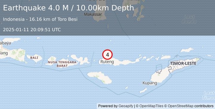 Earthquake Flores Region, Indonesia (4.0 M) (2025-01-11 20:09:51 UTC)