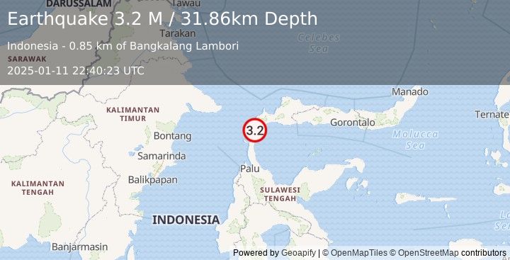 Earthquake Minahassa Peninsula, Sulawesi (3.2 M) (2025-01-11 22:40:23 UTC)