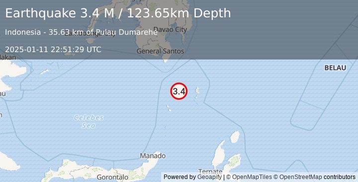 Earthquake Talaud Islands, Indonesia (3.4 M) (2025-01-11 22:51:29 UTC)