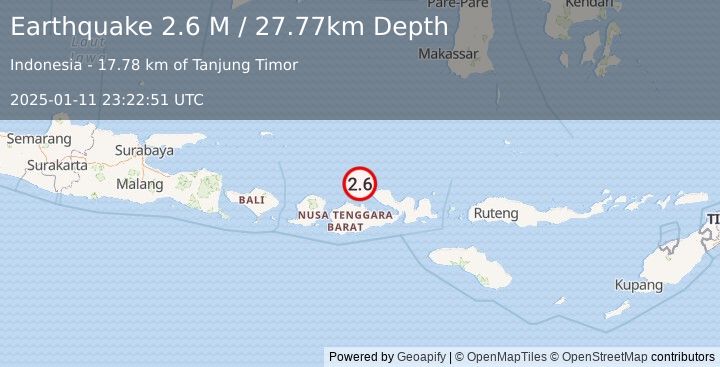 Earthquake Bali Sea (2.6 M) (2025-01-11 23:22:51 UTC)