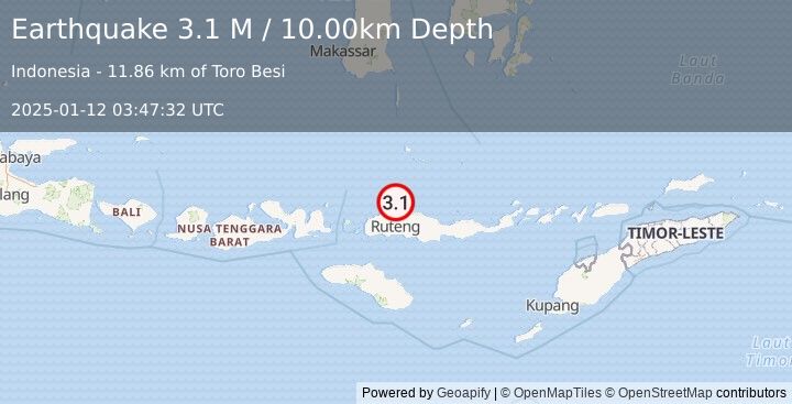 Earthquake Flores Region, Indonesia (3.1 M) (2025-01-12 03:47:32 UTC)