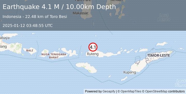 Earthquake Flores Region, Indonesia (4.1 M) (2025-01-12 03:48:55 UTC)