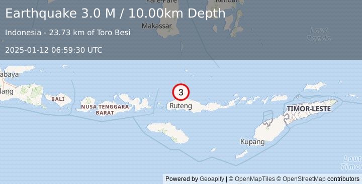 Earthquake Flores Region, Indonesia (2.6 M) (2025-01-12 06:58:32 UTC)