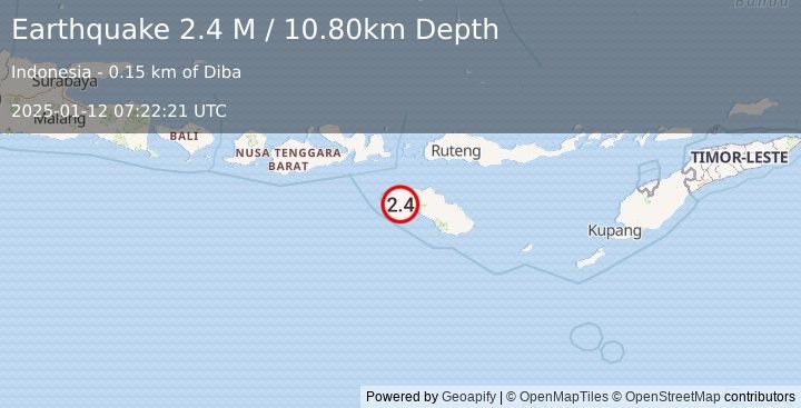 Earthquake Sumba Region, Indonesia (2.4 M) (2025-01-12 07:22:21 UTC)