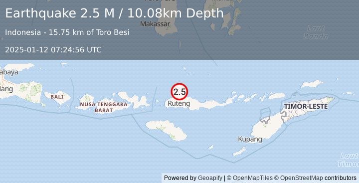 Earthquake Flores Region, Indonesia (2.5 M) (2025-01-12 07:24:56 UTC)