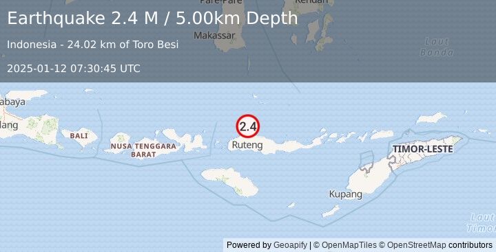 Earthquake Flores Region, Indonesia (2.4 M) (2025-01-12 07:30:45 UTC)