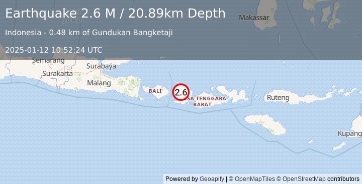 Earthquake Sumbawa Region, Indonesia (2.6 M) (2025-01-12 10:52:24 UTC)