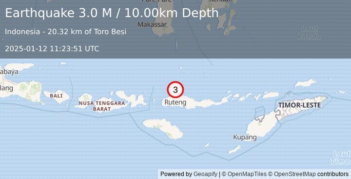 Earthquake Flores Region, Indonesia (3.0 M) (2025-01-12 11:23:51 UTC)