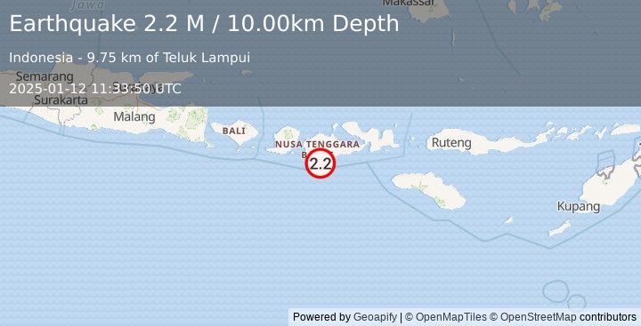 Earthquake Sumbawa Region, Indonesia (2.5 M) (2025-01-12 11:34:06 UTC)