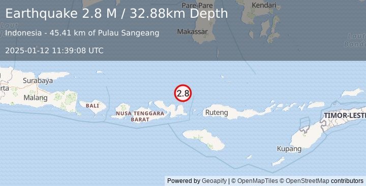 Earthquake Flores Sea (2.8 M) (2025-01-12 11:39:09 UTC)