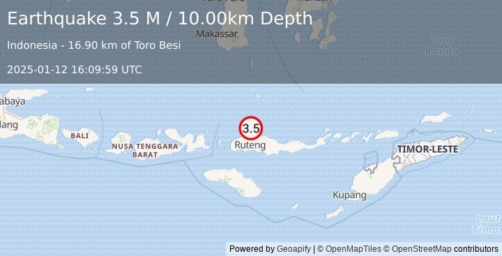 Earthquake Flores Region, Indonesia (3.5 M) (2025-01-12 16:09:59 UTC)