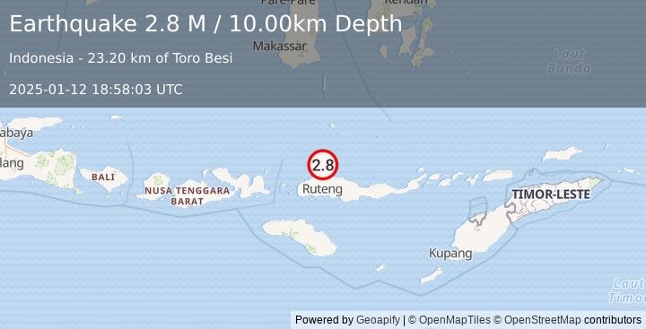 Earthquake Flores Region, Indonesia (2.8 M) (2025-01-12 18:58:03 UTC)