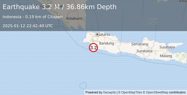 Earthquake Java, Indonesia (3.2 M) (2025-01-12 22:42:40 UTC)