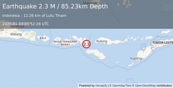 Earthquake Flores Region, Indonesia (2.3 M) (2025-01-13 01:52:28 UTC)