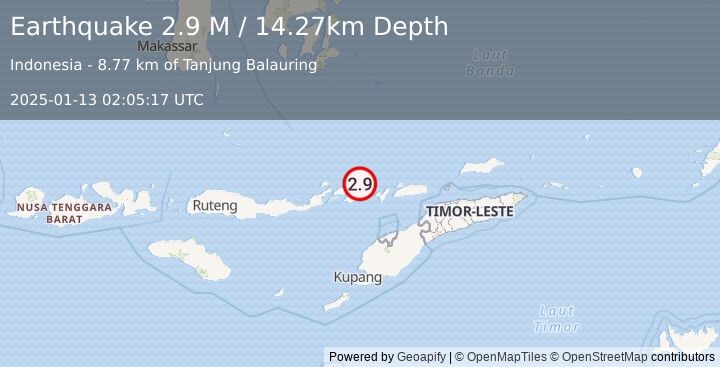 Earthquake Flores Region, Indonesia (2.9 M) (2025-01-13 02:05:17 UTC)