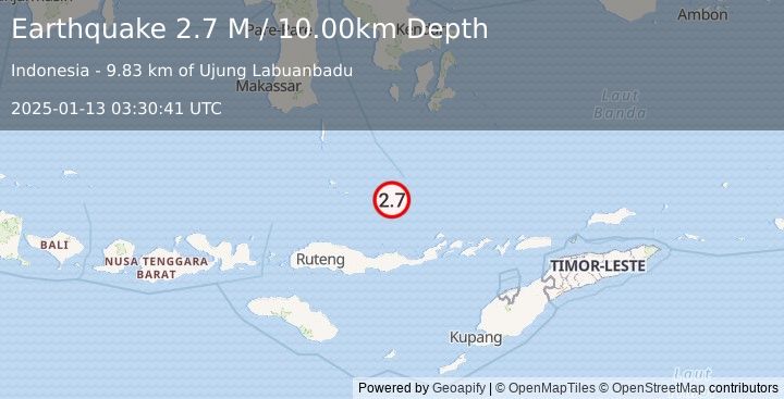 Earthquake Flores Sea (2.7 M) (2025-01-13 03:30:41 UTC)