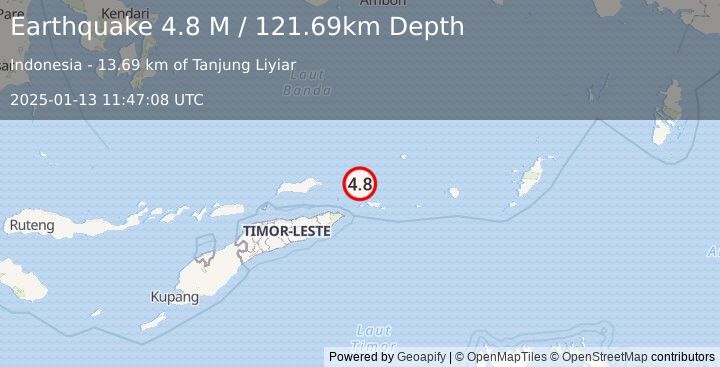 Earthquake Banda Sea (4.9 M) (2025-01-13 11:47:07 UTC)