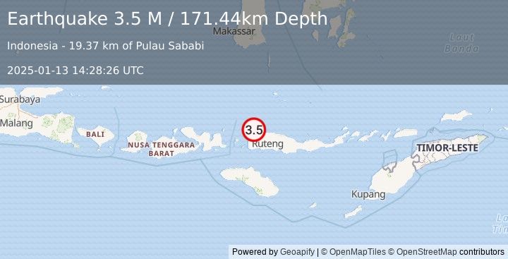 Earthquake Flores Region, Indonesia (3.5 M) (2025-01-13 14:28:26 UTC)