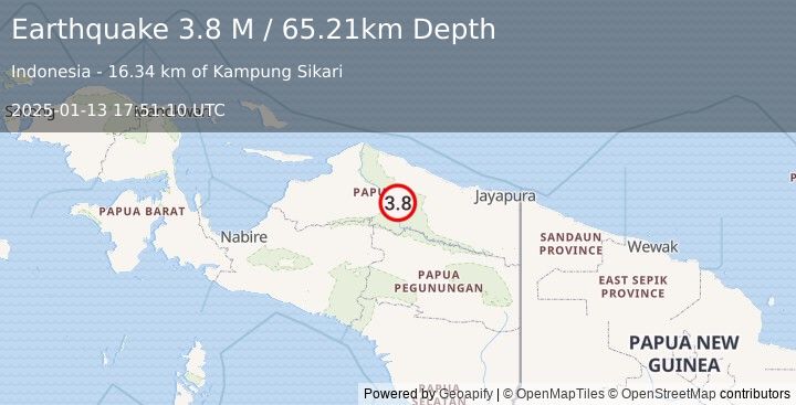 Earthquake West Papua, Indonesia (3.8 M) (2025-01-13 17:51:10 UTC)