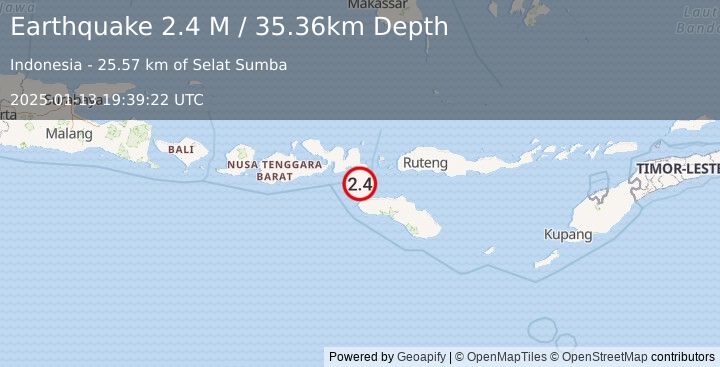 Earthquake Sumba Region, Indonesia (2.4 M) (2025-01-13 19:39:22 UTC)