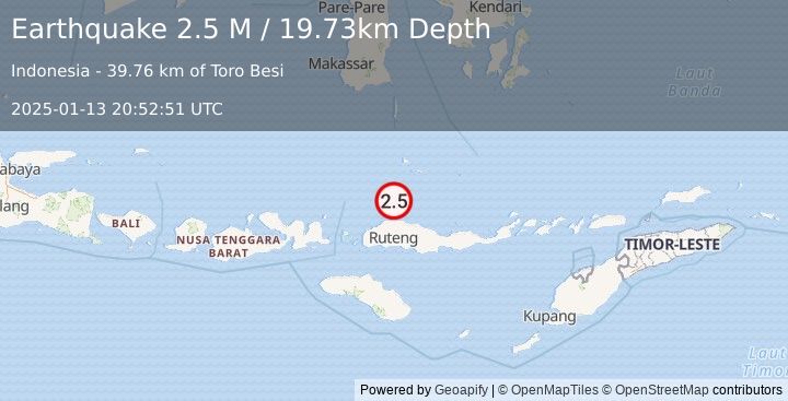 Earthquake Flores Sea (2.5 M) (2025-01-13 20:52:51 UTC)