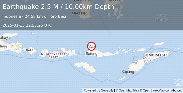 Earthquake Flores Region, Indonesia (2.5 M) (2025-01-13 22:57:25 UTC)