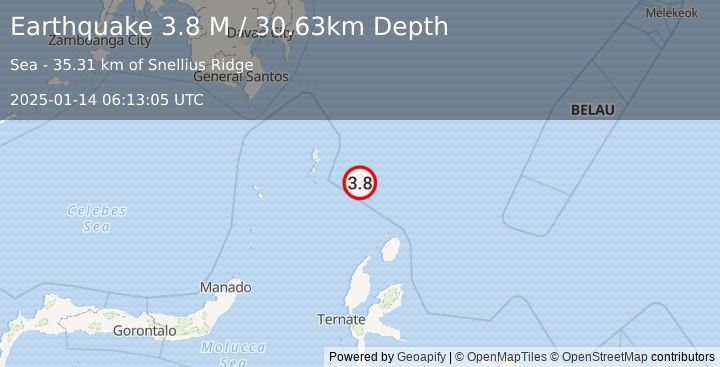 Earthquake Talaud Islands, Indonesia (3.8 M) (2025-01-14 06:13:05 UTC)