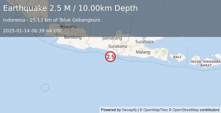 Earthquake Java, Indonesia (2.5 M) (2025-01-14 06:39:44 UTC)