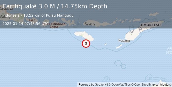 Earthquake Sumba Region, Indonesia (3.0 M) (2025-01-14 07:48:56 UTC)