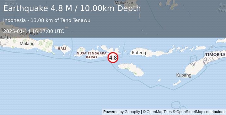 Earthquake Sumbawa Region, Indonesia (4.8 M) (2025-01-14 16:17:00 UTC)