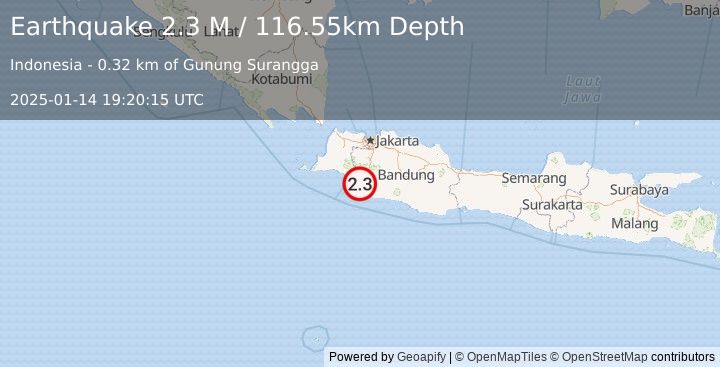 Earthquake Java, Indonesia (2.3 M) (2025-01-14 19:20:15 UTC)