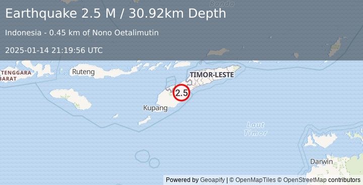 Earthquake Timor Region (2.5 M) (2025-01-14 21:19:56 UTC)