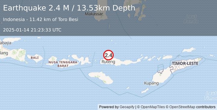 Earthquake Flores Region, Indonesia (2.4 M) (2025-01-14 21:23:33 UTC)