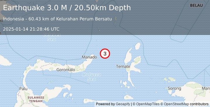 Earthquake Northern Molucca Sea (3.0 M) (2025-01-14 21:28:46 UTC)