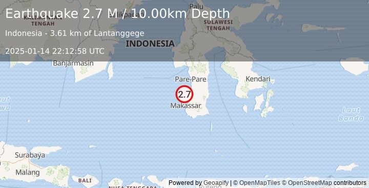 Earthquake Sulawesi, Indonesia (2.3 M) (2025-01-14 22:13:05 UTC)