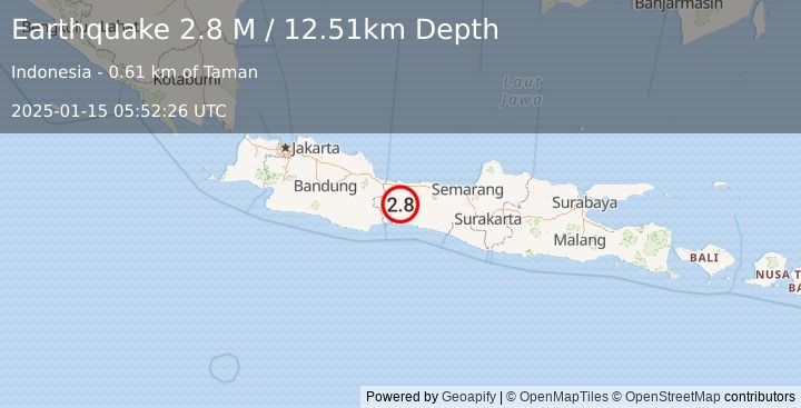 Earthquake Java, Indonesia (2.8 M) (2025-01-15 05:52:26 UTC)