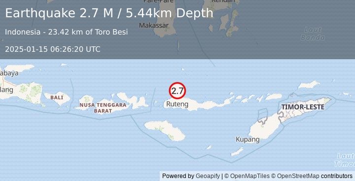 Earthquake Flores Region, Indonesia (2.7 M) (2025-01-15 06:26:20 UTC)