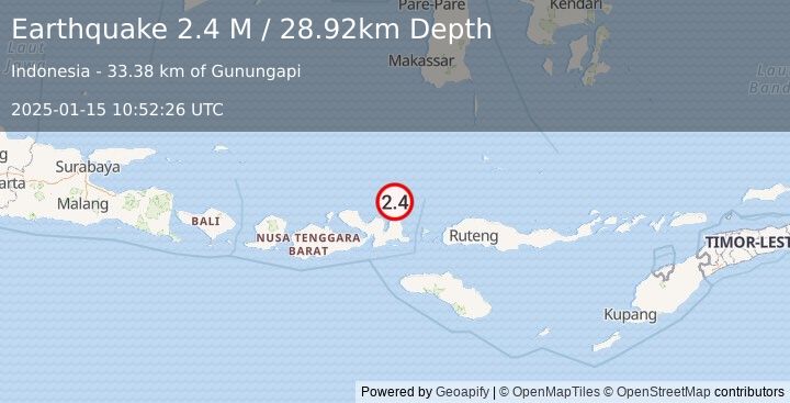 Earthquake Flores Sea (2.4 M) (2025-01-15 10:52:26 UTC)