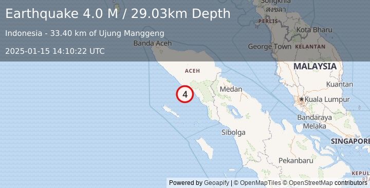 Earthquake Northern Sumatra, Indonesia (4.0 M) (2025-01-15 14:10:22 UTC)