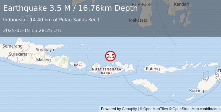 Earthquake Bali Sea (3.3 M) (2025-01-15 15:29:11 UTC)