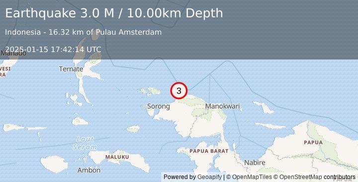 Earthquake West Papua Region, Indonesia (3.0 M) (2025-01-15 17:42:14 UTC)