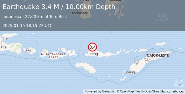 Earthquake Flores Region, Indonesia (3.4 M) (2025-01-15 18:15:27 UTC)