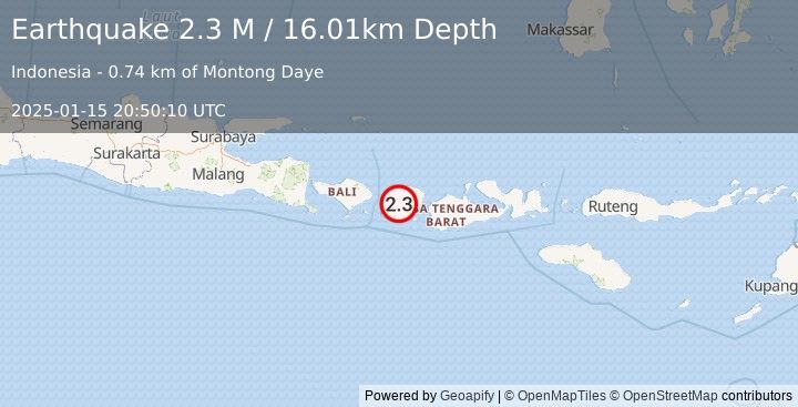 Earthquake Sumbawa Region, Indonesia (2.3 M) (2025-01-15 20:50:10 UTC)