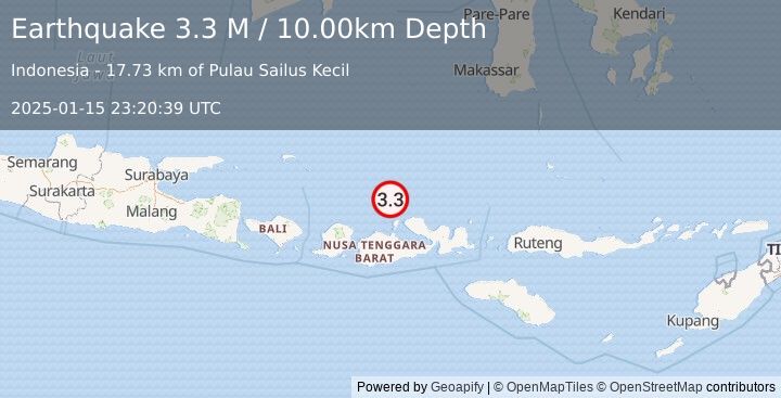 Earthquake Bali Sea (3.3 M) (2025-01-15 23:20:39 UTC)