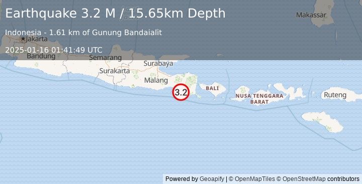 Earthquake Java, Indonesia (3.3 M) (2025-01-16 01:41:51 UTC)