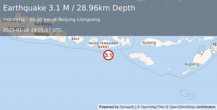 Earthquake Sumbawa Region, Indonesia (3.1 M) (2025-01-16 19:01:57 UTC)