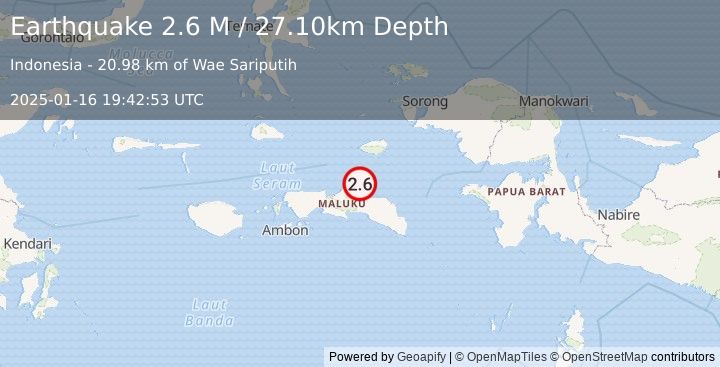 Earthquake Seram, Indonesia (2.6 M) (2025-01-16 19:42:53 UTC)