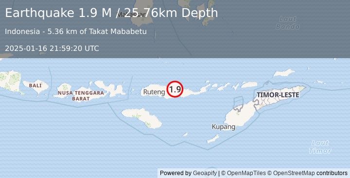 Earthquake Flores Region, Indonesia (1.9 M) (2025-01-16 21:59:20 UTC)