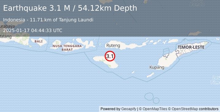 Earthquake Sumba Region, Indonesia (3.1 M) (2025-01-17 04:44:33 UTC)