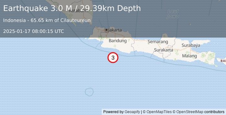 Earthquake Java, Indonesia (3.0 M) (2025-01-17 08:00:15 UTC)